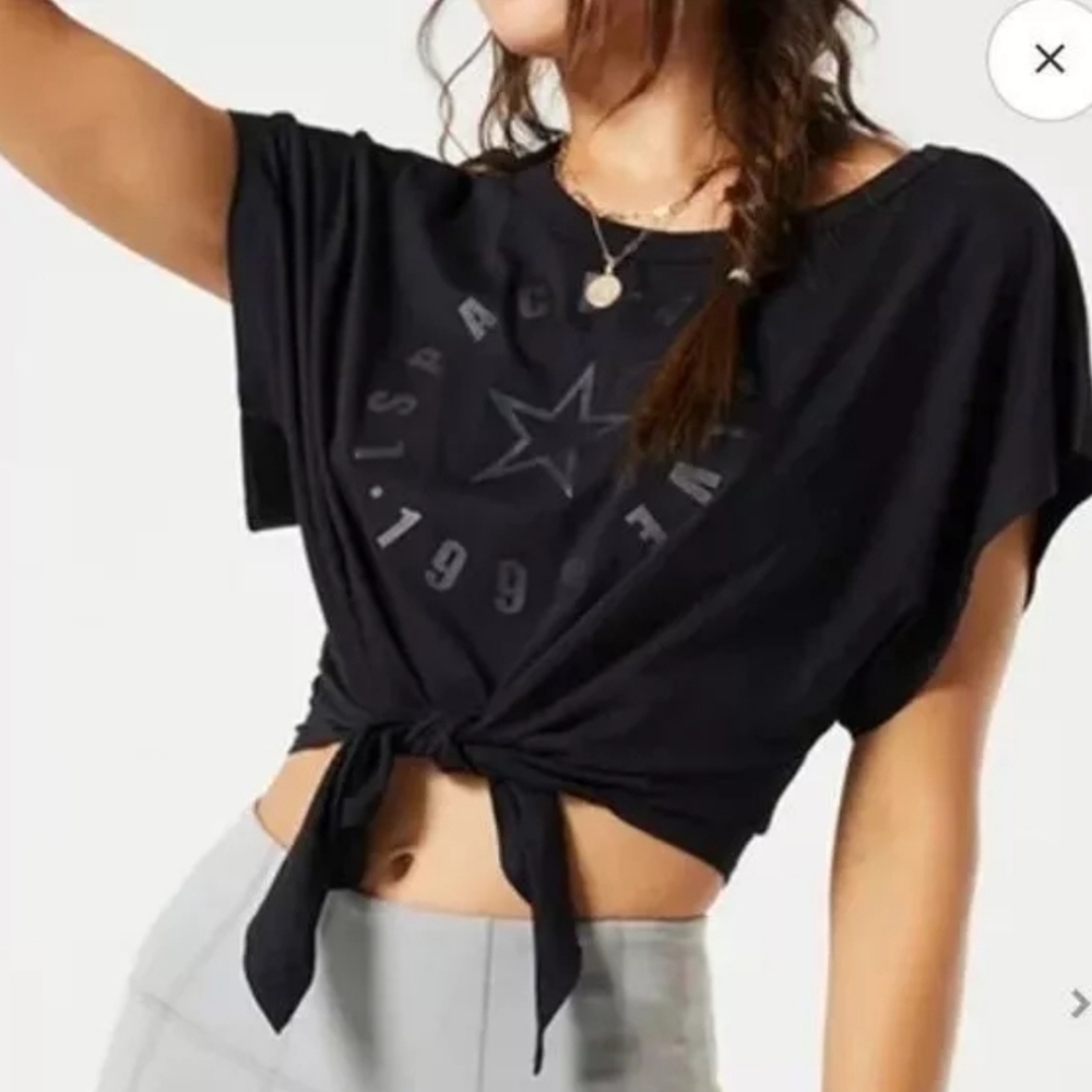 L*Space Go For It Cropped T Shirt Top XS M L XL Black